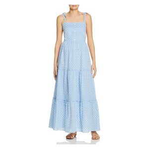 PALOMABLUE Womens Light Blue Spaghetti Strap Full-Length Ruffled Dress Size: L